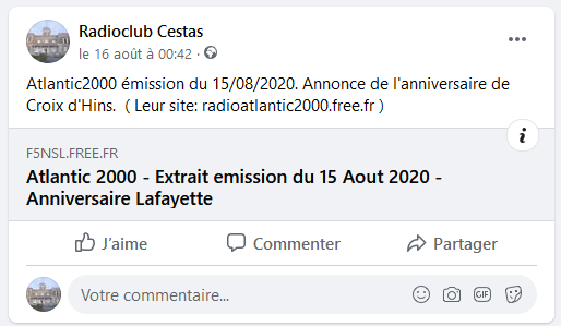 Atlantic 2000 annonce le centenaire de la station radiotelegraphique Lafayette de Croix d'Hins