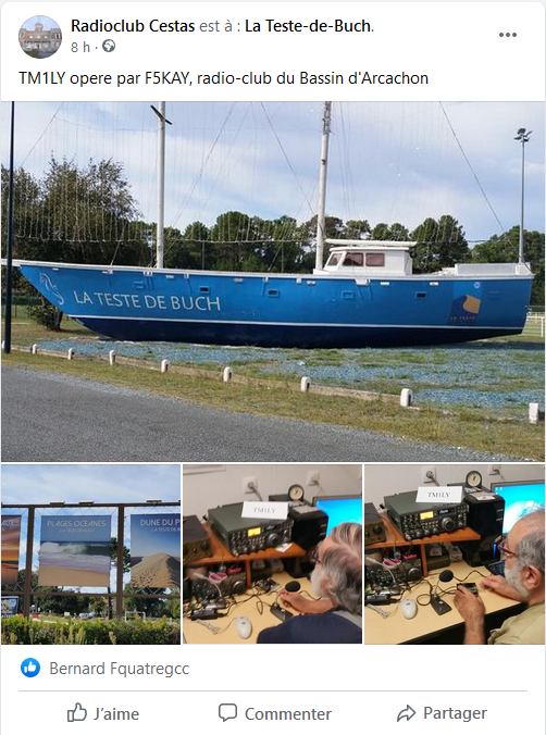 Le radio club du Bassin d'Arcachon F5KAY opere TM1LY en commemoration du centenaire de la station Lafayette de Croix d'Hins
