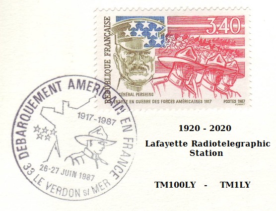 Timbre General Pershing - L'un des initiateurs de la creation de la station radiotelegraphique Lafayette de Croix d'Hins